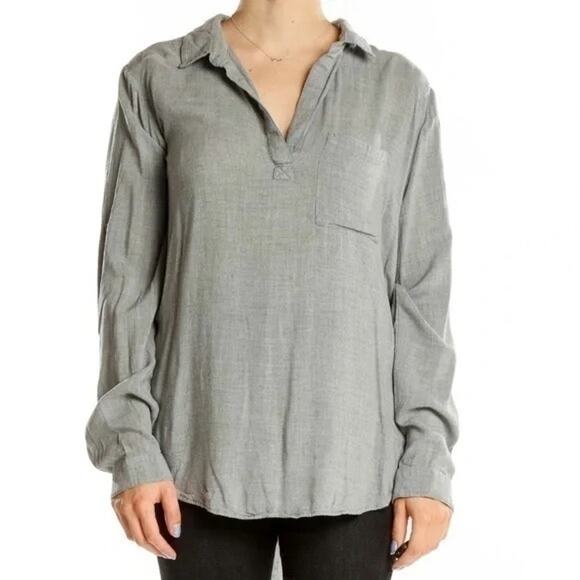 Cloth & Stone Collared V Neck Top Sz S - Picture 2 of 8